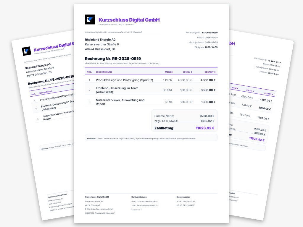 Vorschau der Rechnungsvorlage für Design, Foto und Text