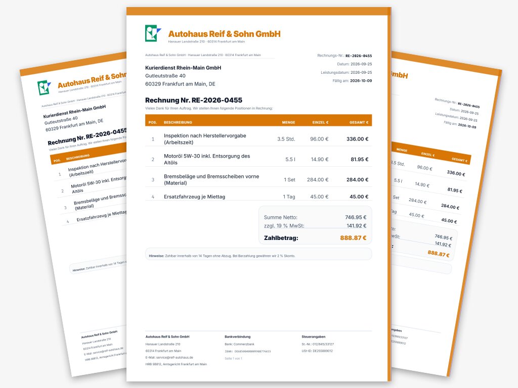 Vorschau der Rechnungsvorlage für Transport und Logistik