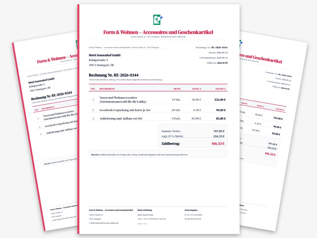 Vorschau der Rechnungsvorlage für Einzelhandel und Accessoires